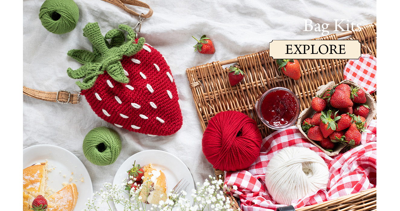 Bag kits strawberry crochet pattern toft summer